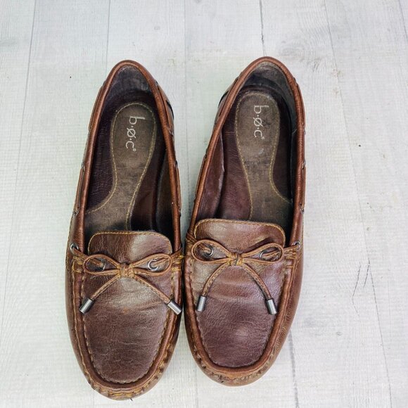 B.O.C. Womens CAROLANN Brown Leather Bow Slip On Flats Loafer Shoes Size 8 W - Picture 6 of 16